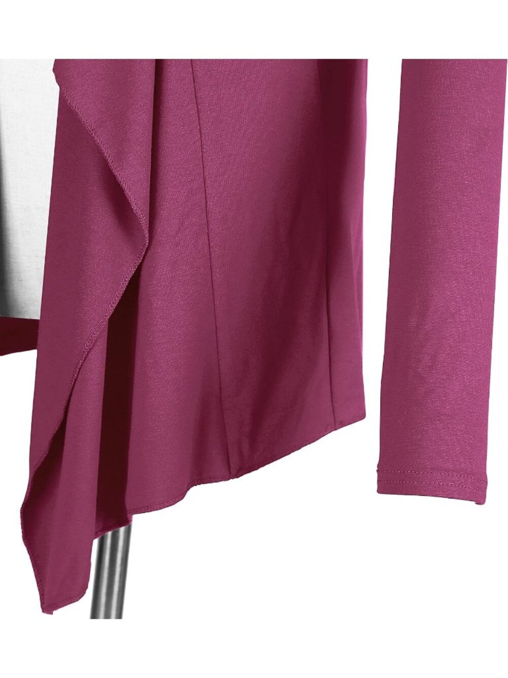 🆕Women's Fushia Rose Drape Front Open Cardigan Long Sleeve Irregular Hem Jacket - Picture 5 of 5